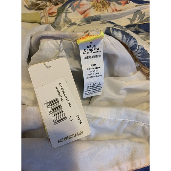 Agua Bendita Dress Womens Large Alex Kai Mini Babydoll Swim Cover Up Resort NEW - Picture 14 of 16